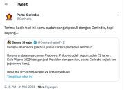 Akun Twitter Partai Gerindra Respon Denny Siregar Dari Gerah Hingga Sayang