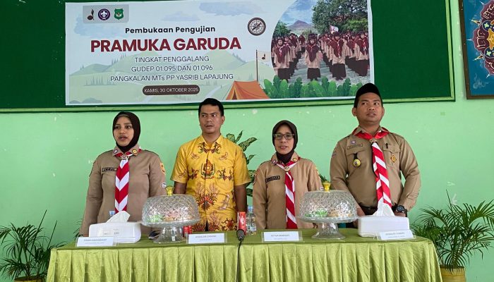 Sepuluh Anggota Pramuka MTs Ponpes Yasrib Lapajung Ikut Ujian Pramuka Garuda 