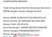 Pengumuman Kehilangan BPKB Atas Nama CHAERUNNISA IBRAHIM