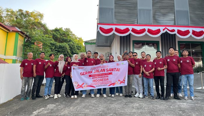 Semarakkan HUT RI Ke-81, PT Pegadaian Cabang Soppeng Antusias Ikuti Jalan Santai