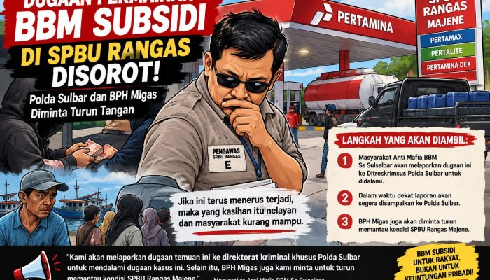 Dugaan “Permainan” BBM Subsidi di SPBU Rangas Majene Mencuat, Oknum Pengawas Disorot