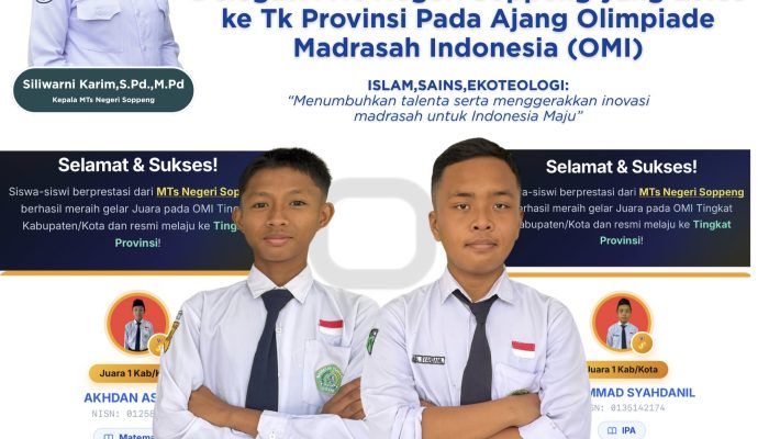 MTsN Soppeng Berjaya! Dua Siswa Terbaik Amankan Tiket OMI Provinsi 2026 